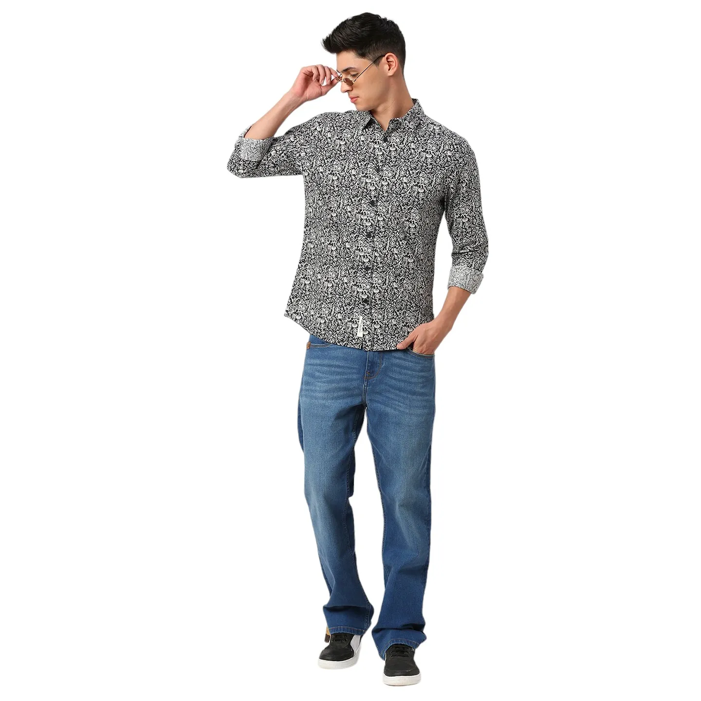 Black Slim Fit Regular Collar Men's Shirt by Being Human Clothing - Image 6