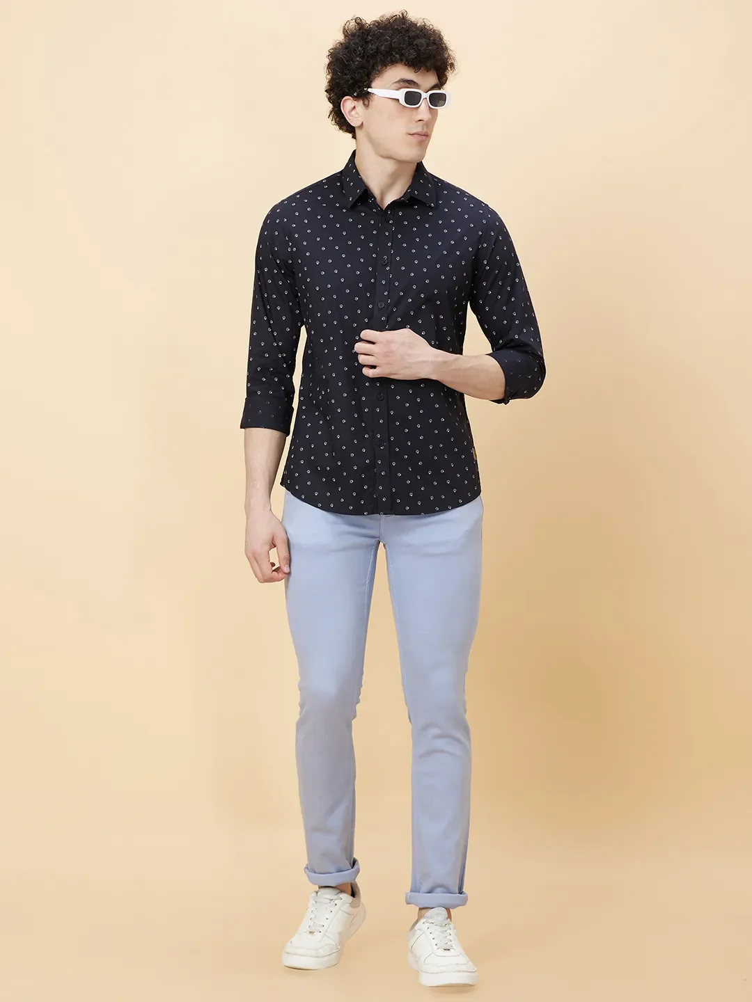 Black Slim Straight Fit Regular Collar Long Sleeves Men's Shirt by Being Human Clothing - Image 6