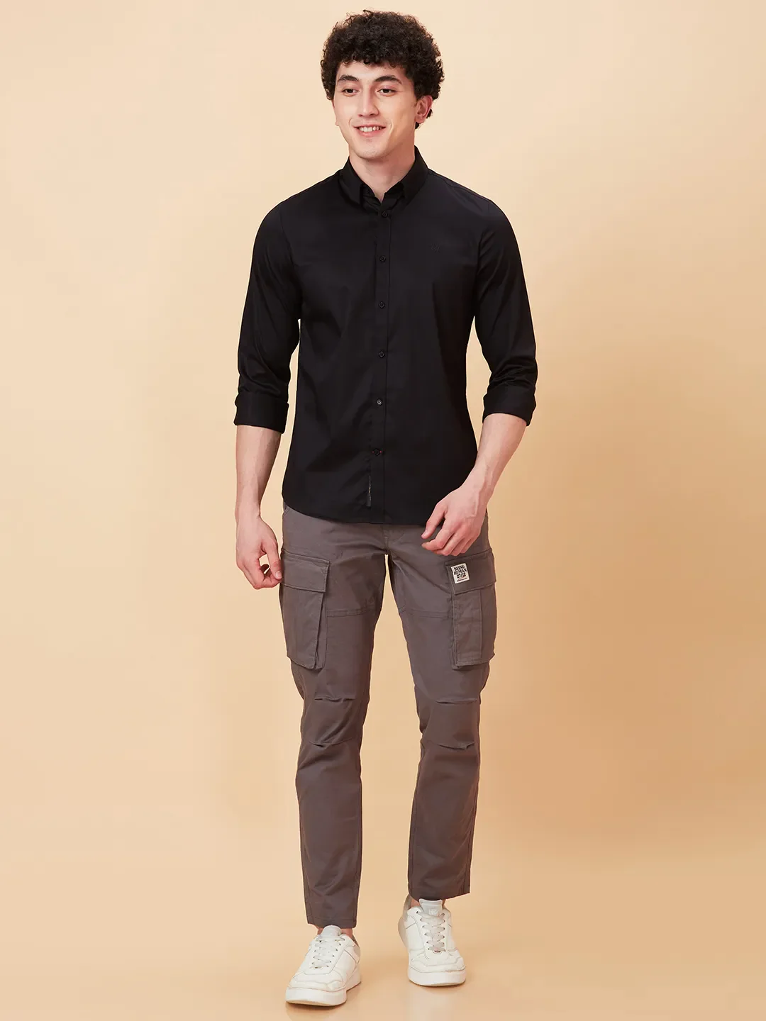 Black Slim Fit Regular Collar Men's Shirt by Being Human Clothing - Image 2