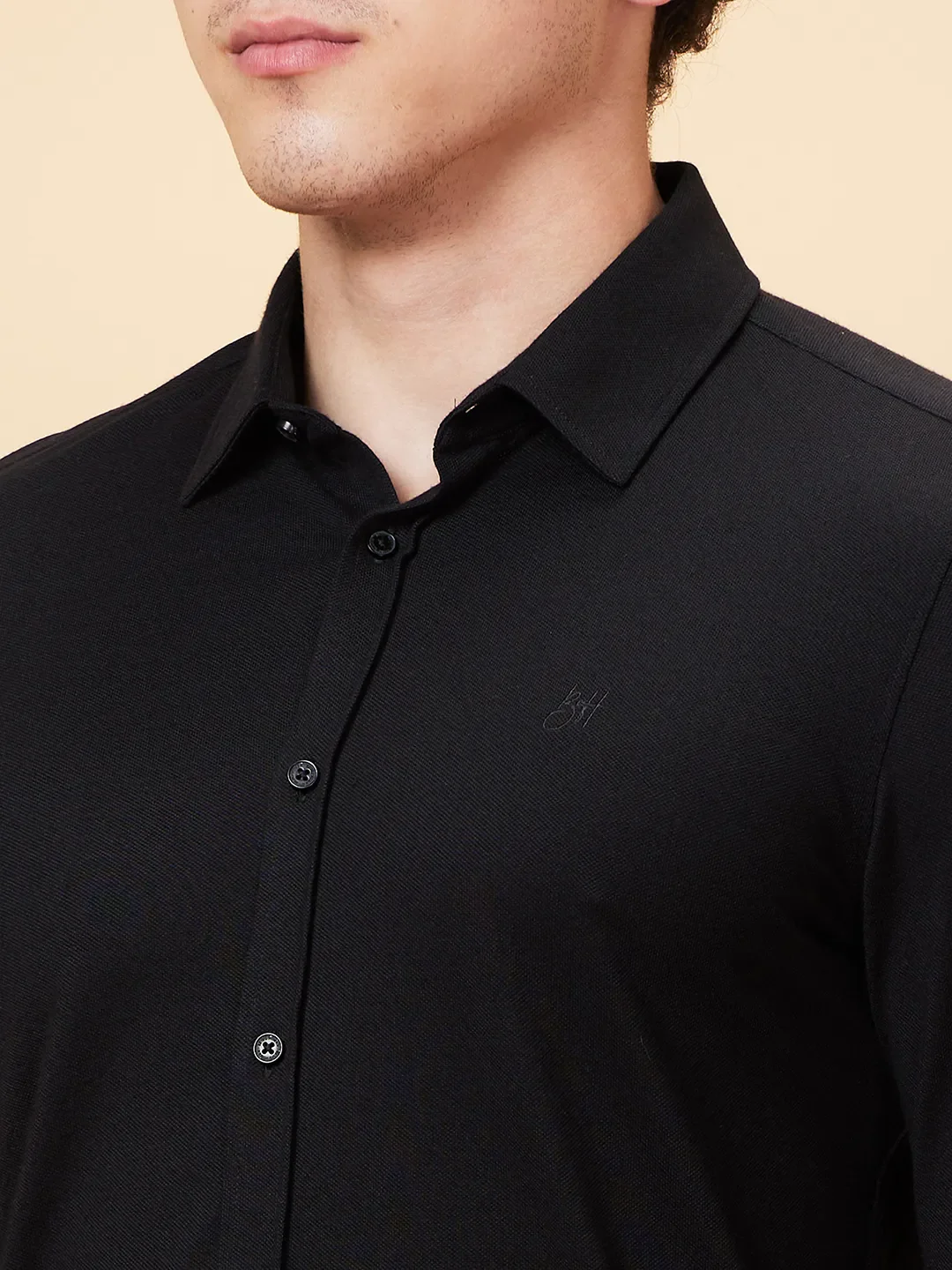 Black Slim Fit Regular Collar Men's Shirt by Being Human Clothing - Image 5
