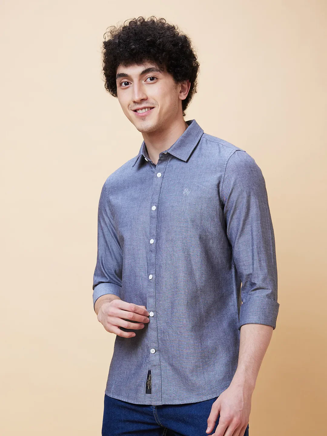 Black Slim Fit Regular Collar Men's Shirt by Being Human Clothing - Image 4