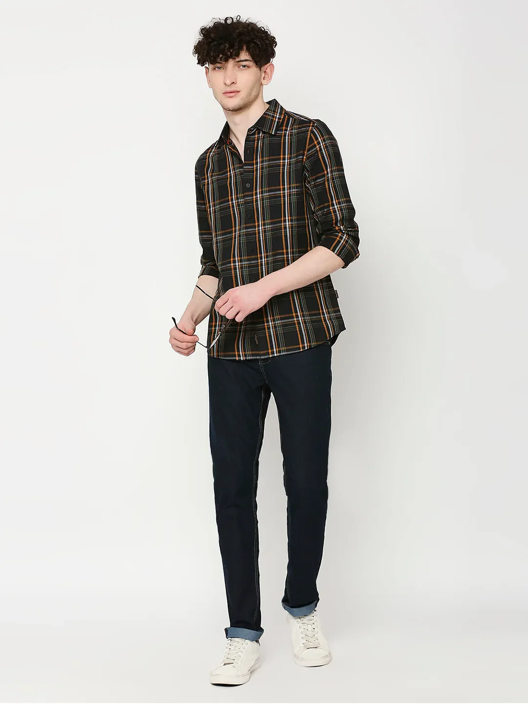 Black Slim Fit Regular Collar Men's Shirt by Being Human Clothing - Image 6