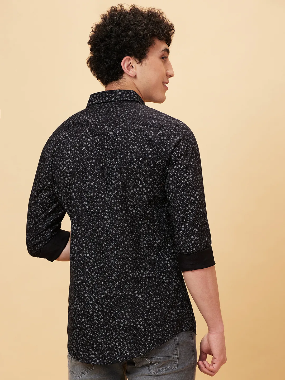 Black Slim Fit Regular Collar Men's Shirt by Being Human Clothing - Image 2