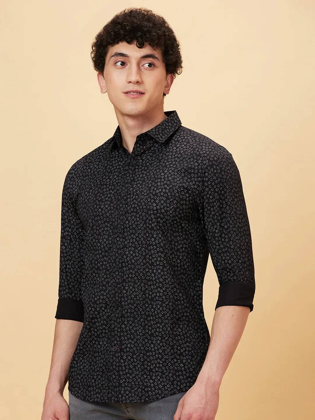 Black Slim Fit Regular Collar Men's Shirt by Being Human Clothing - Image 3
