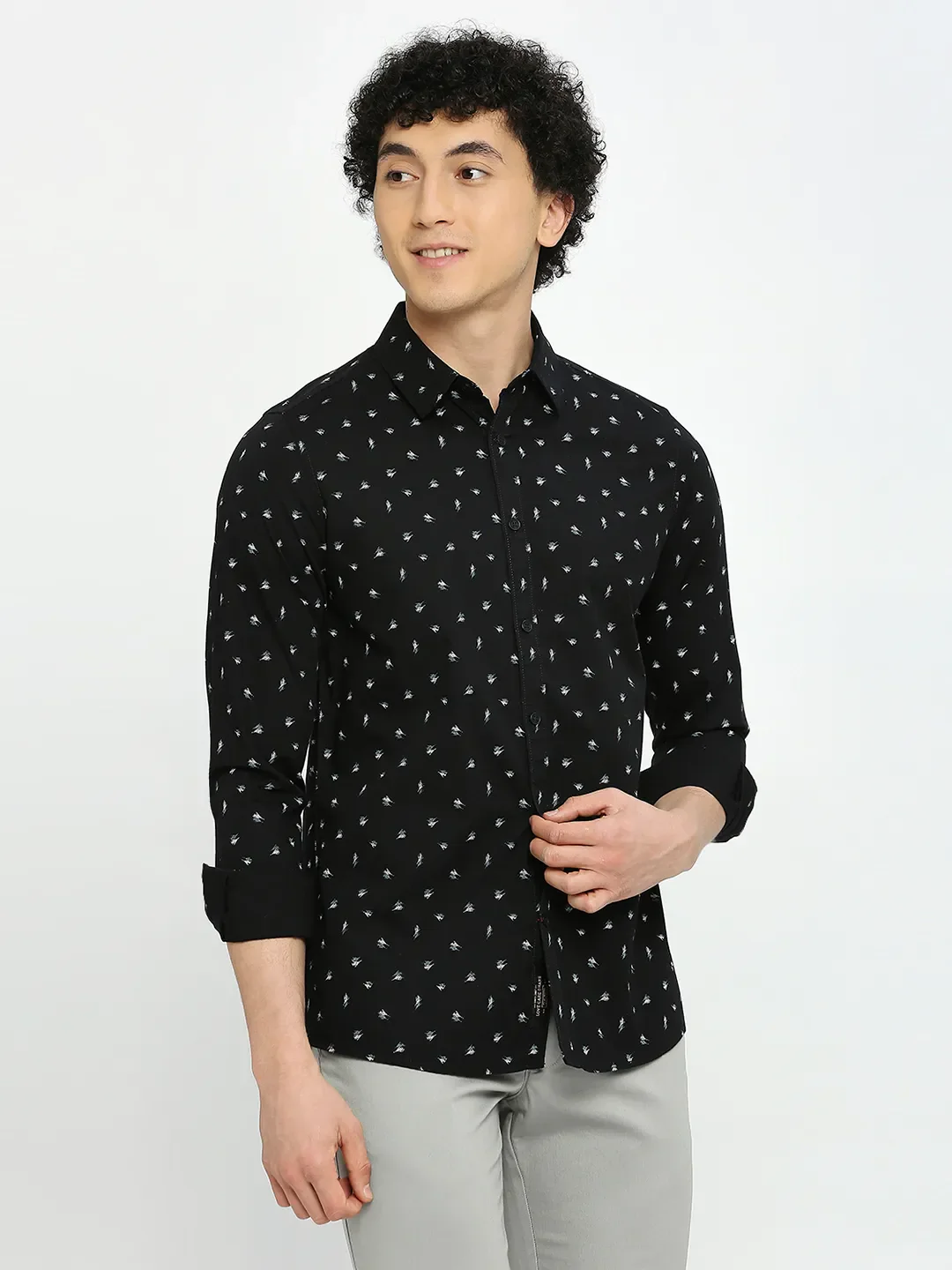 Black Slim Fit Regular Collar Men's Shirt by Being Human Clothing - Image 3