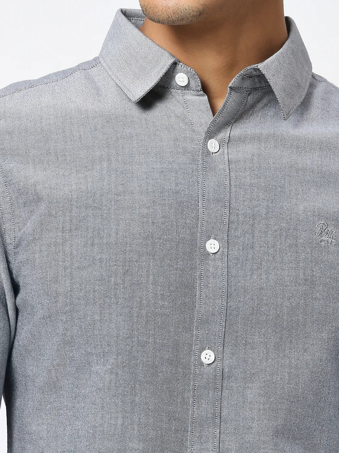 Black Slim Straight Fit Regular Collar Long Sleeves Men's Shirt by Being Human Clothing - Image 5