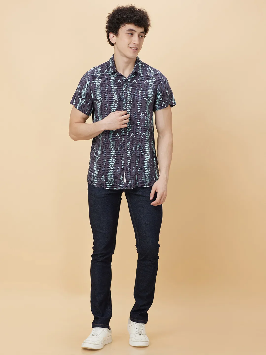 Black Slim Fit Regular Collar Men's Shirt by Being Human Clothing - Image 2