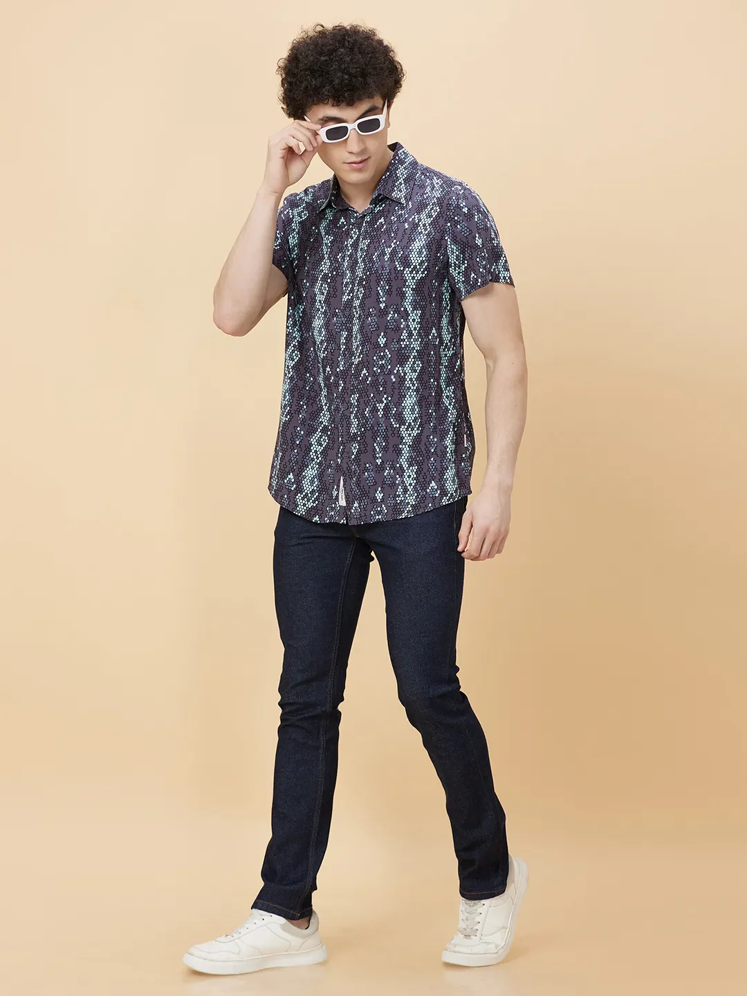 Black Slim Fit Regular Collar Men's Shirt by Being Human Clothing - Image 6