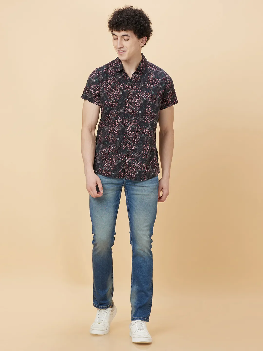 Black Slim Fit Regular Collar Men's Shirt by Being Human Clothing - Image 2