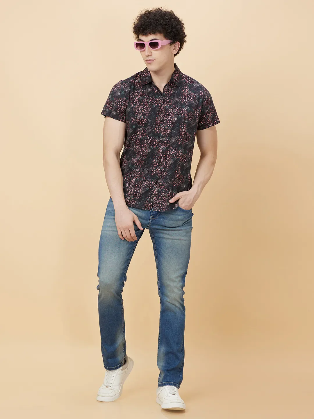 Black Slim Fit Regular Collar Men's Shirt by Being Human Clothing - Image 6