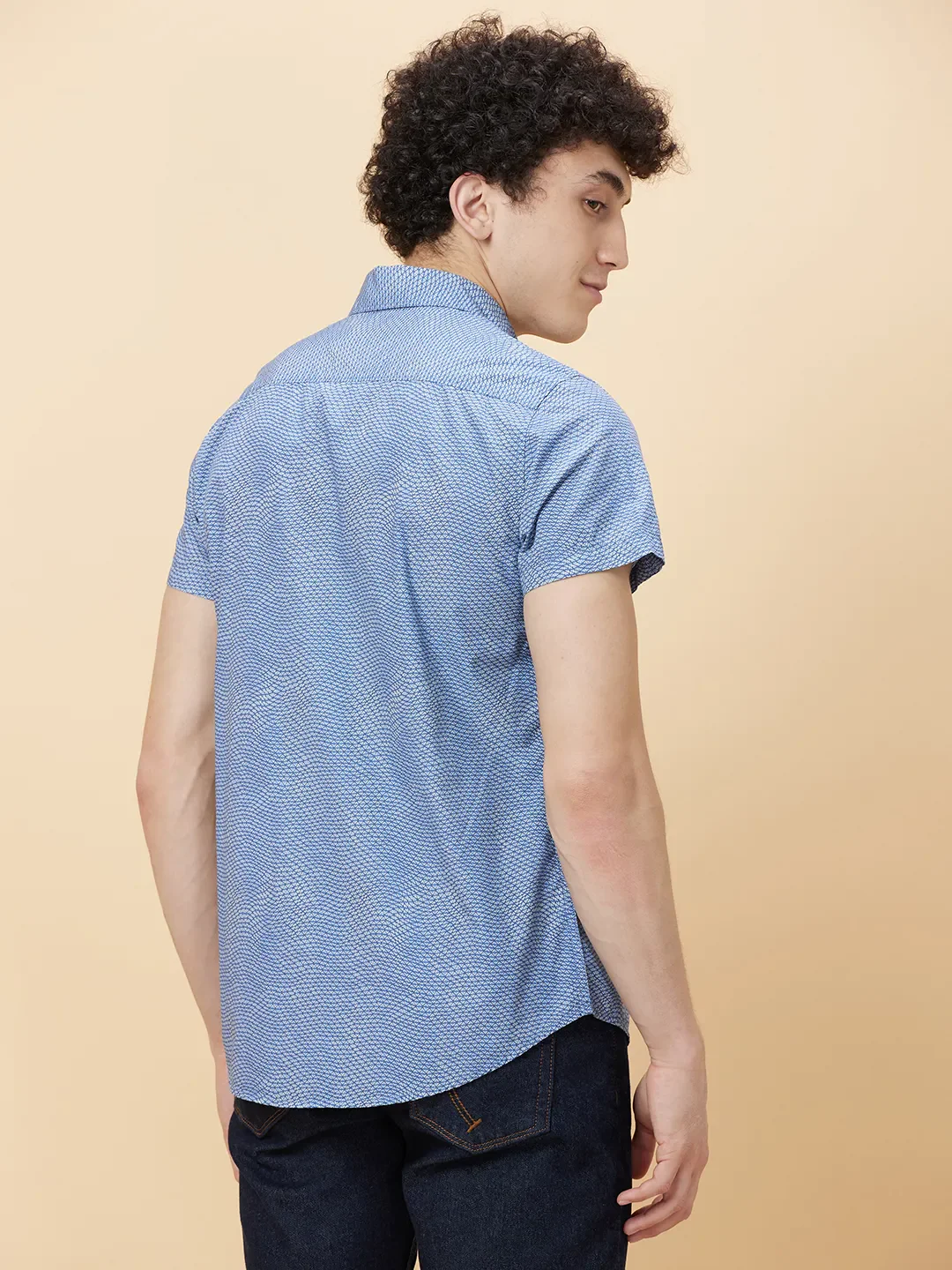 Blue Slim Fit Regular Collar Men's Shirt by Being Human Clothing - Image 4