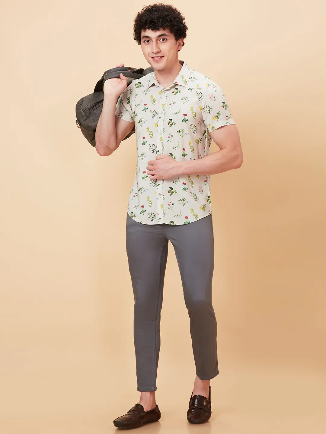 Off White Slim Fit Regular Collar Men's Shirt by Being Human Clothing - Image 6