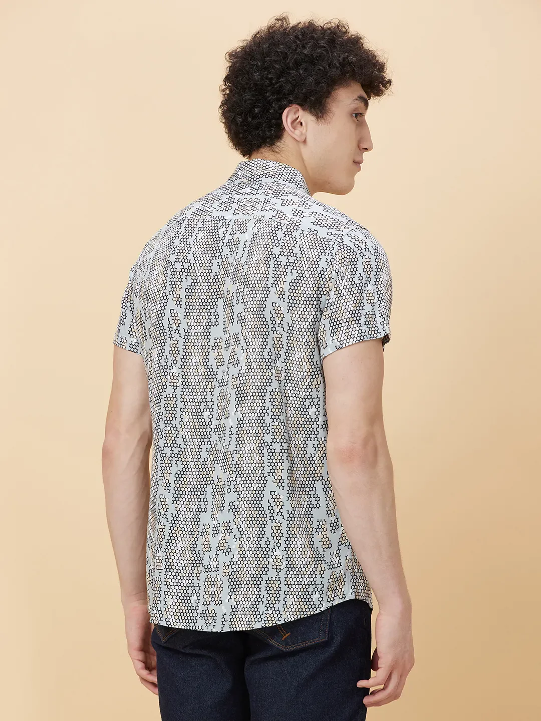 Off White Slim Fit Regular Collar Men's Shirt by Being Human Clothing - Image 4