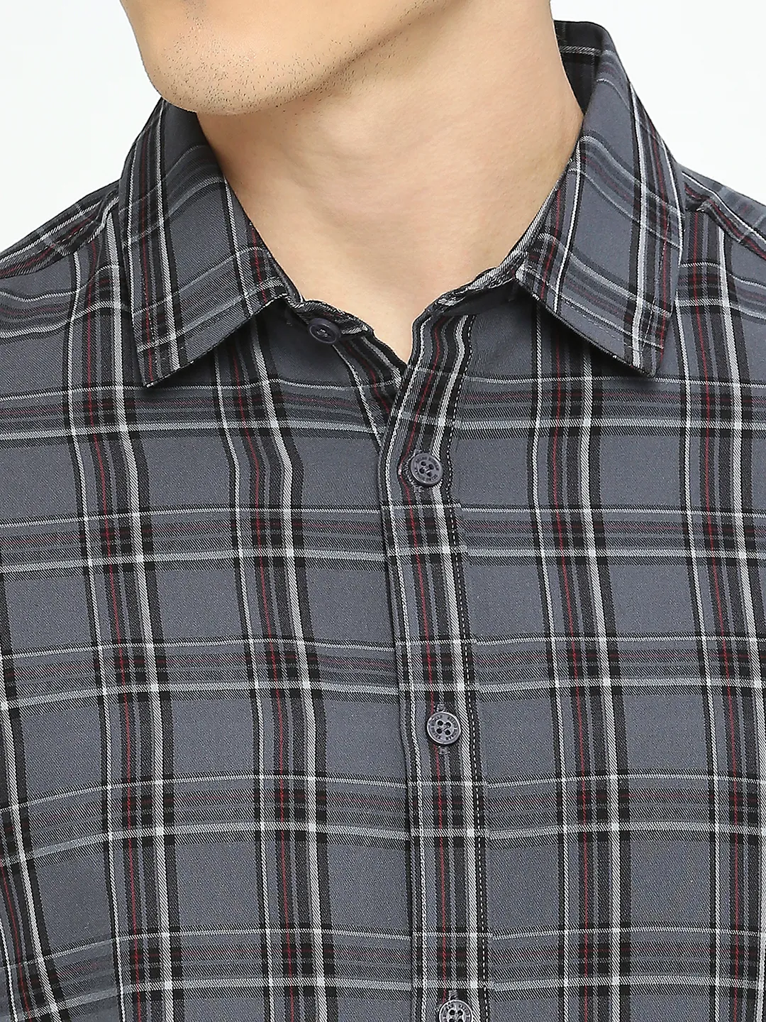 Grey Slim Fit Regular Collar Men's Shirt by Being Human Clothing - Image 5