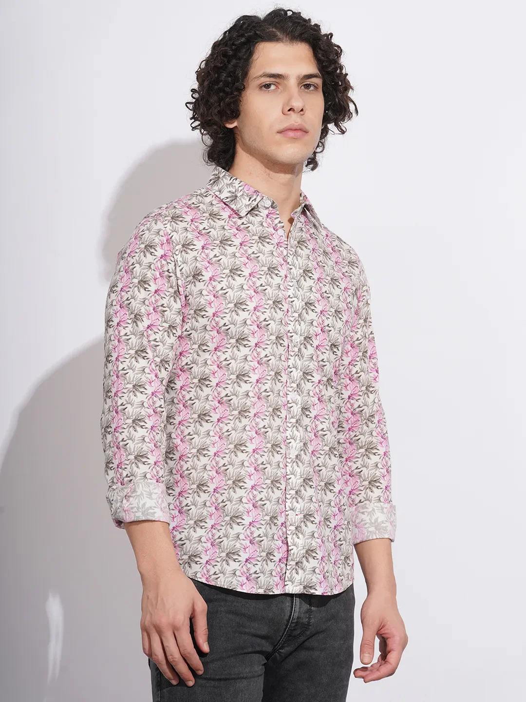 Cream Slim Fit Regular Collar Men's Shirt by Being Human Clothing - Image 2