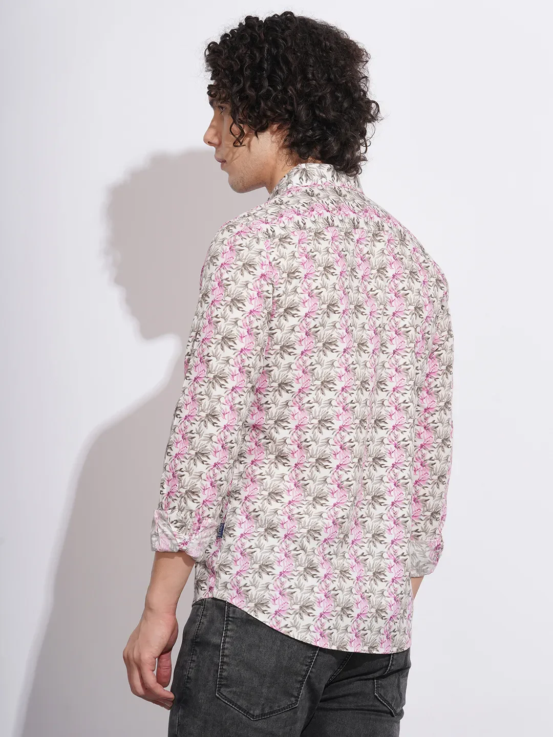 Cream Slim Fit Regular Collar Men's Shirt by Being Human Clothing - Image 3