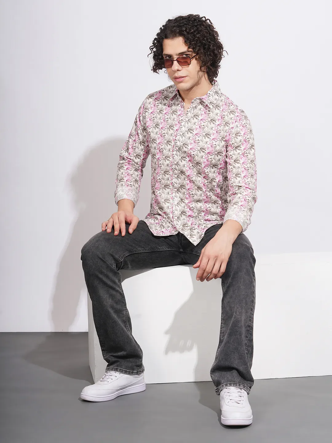 Cream Slim Fit Regular Collar Men's Shirt by Being Human Clothing - Image 4