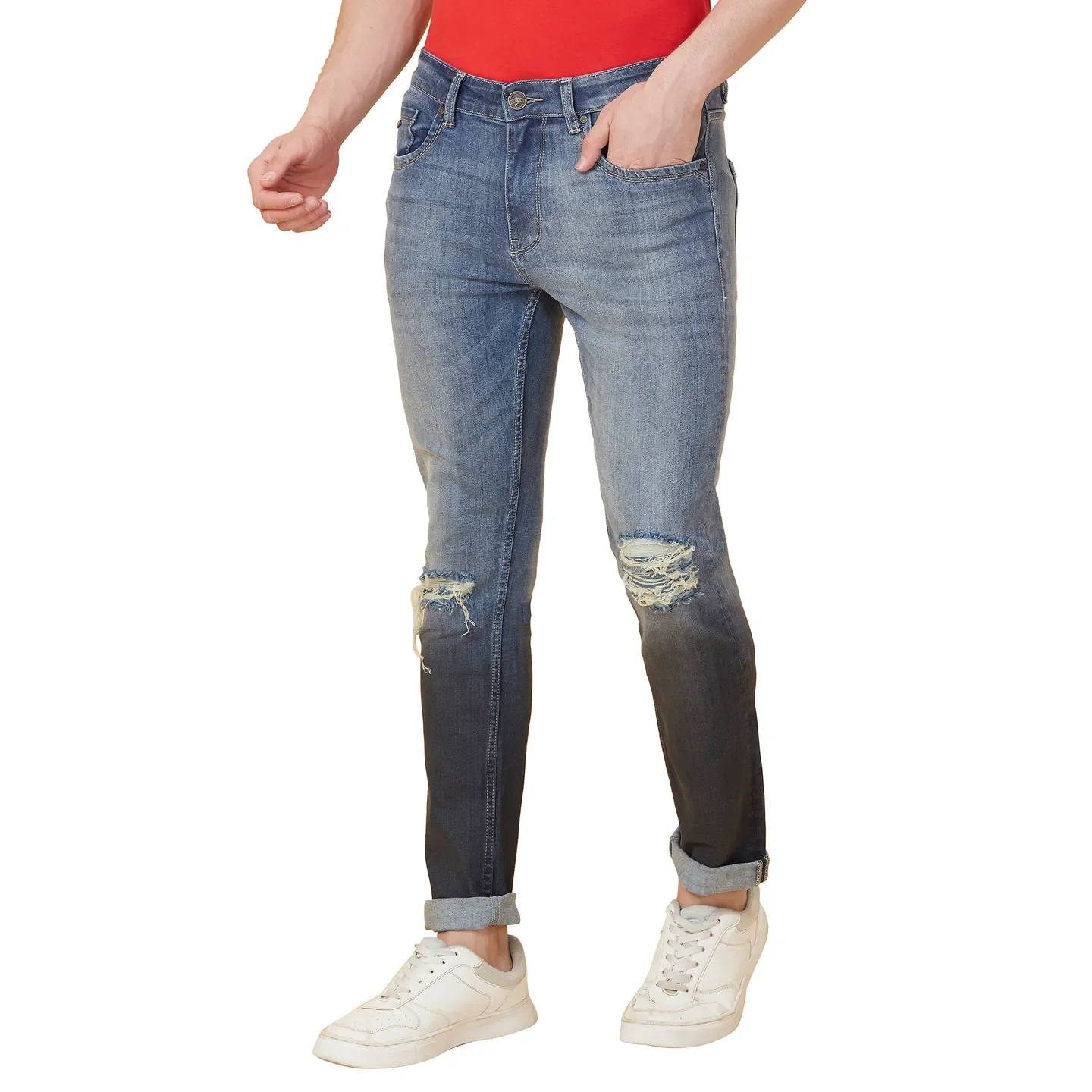 Teal Slim Fit Regular Collar Men's Shirt by Being Human Clothing - Image 4