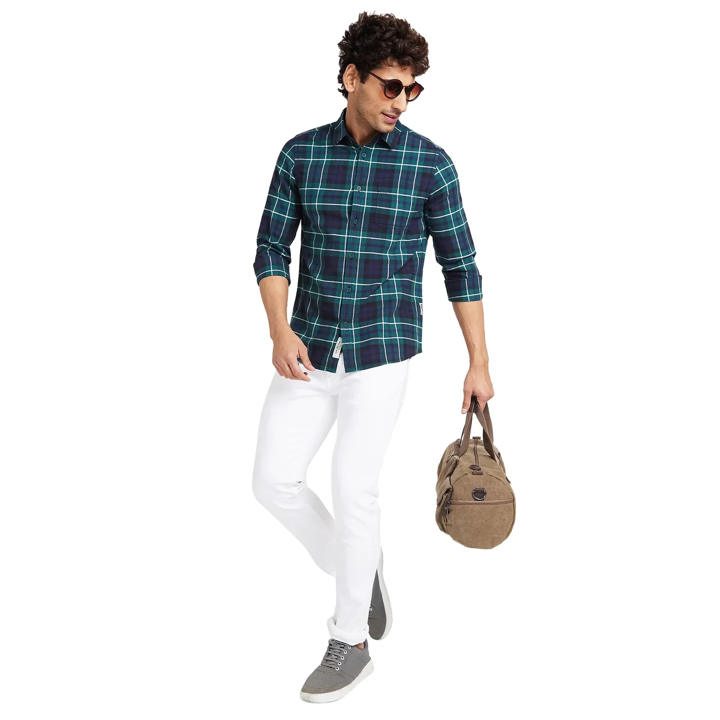 Dark Green Slim Fit Regular Collar Men's Shirt by Being Human Clothing - Image 6