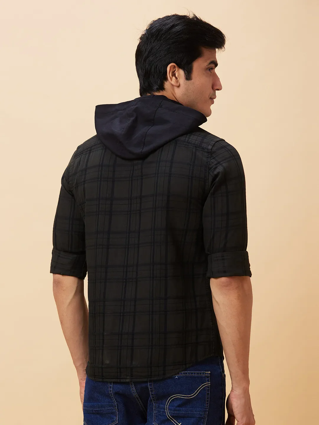 Dark Green Slim Fit Regular Collar Men's Shirt by Being Human Clothing - Image 2