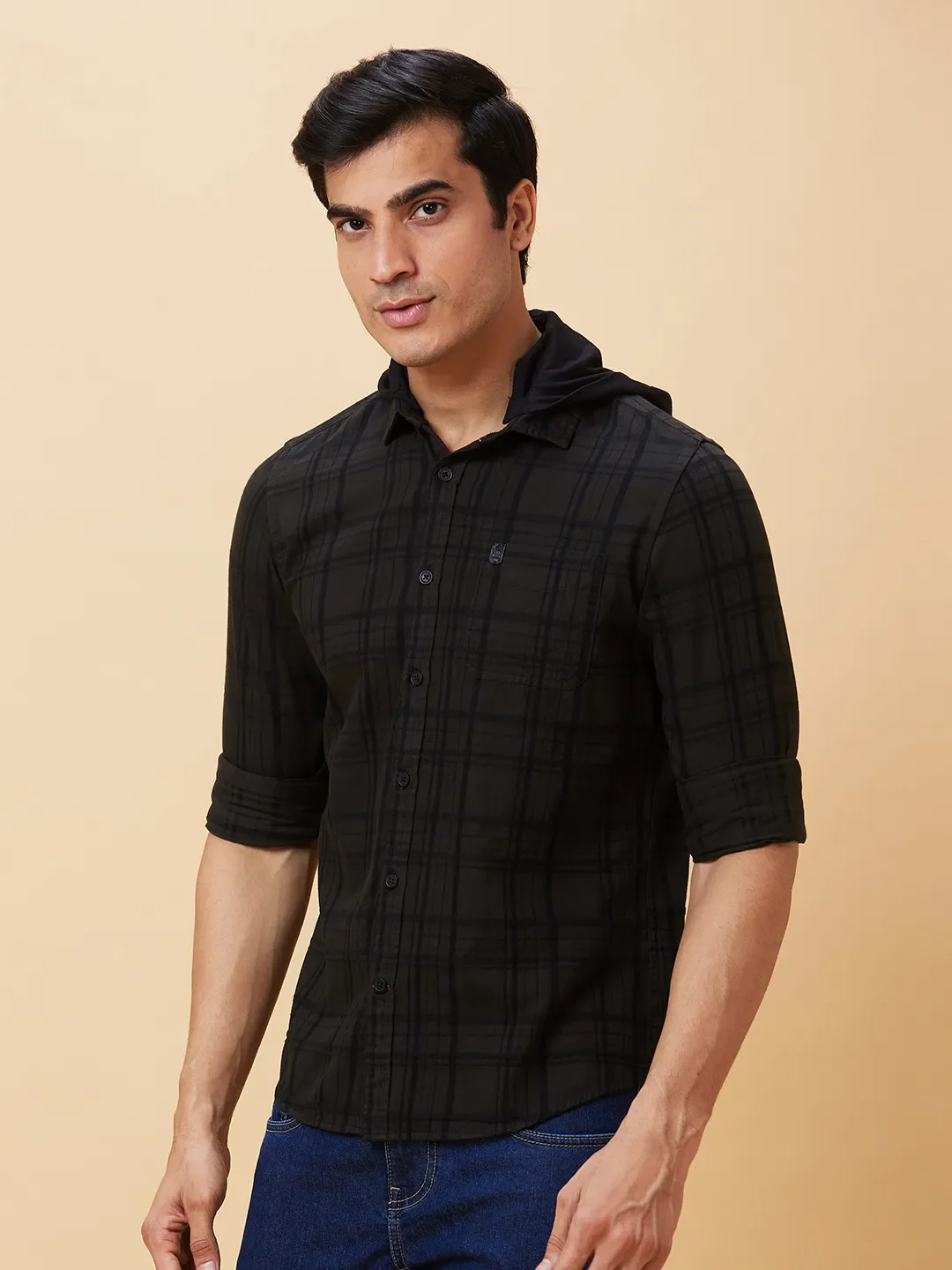 Dark Green Slim Fit Regular Collar Men's Shirt by Being Human Clothing - Image 3