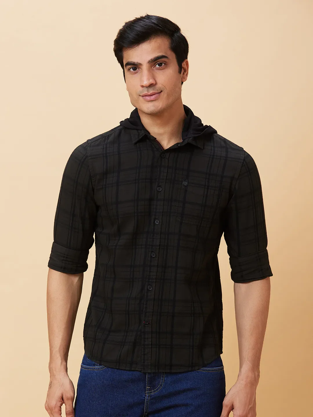 Dark Green Slim Fit Regular Collar Men's Shirt by Being Human Clothing - Image 6