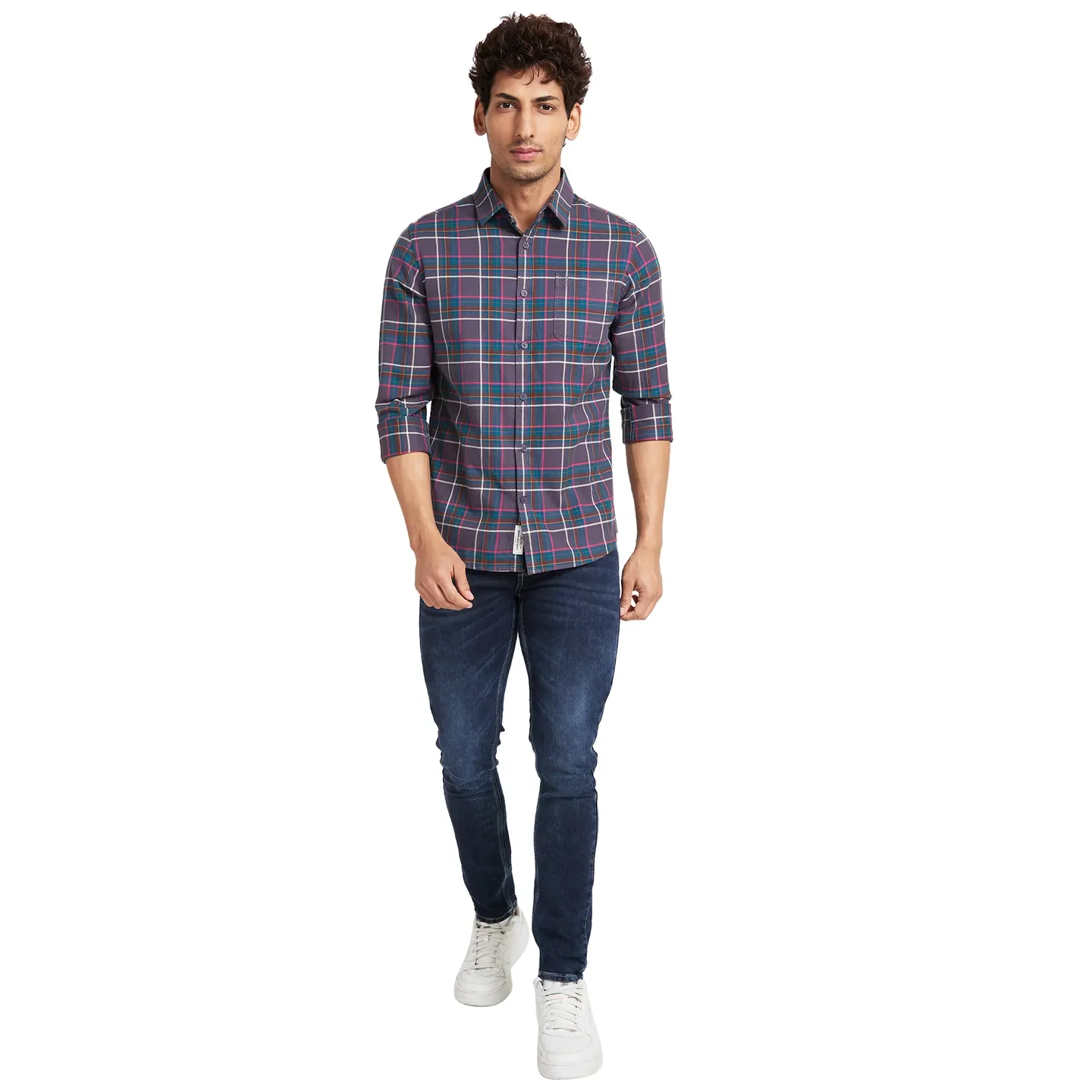 Grey Slim Fit Regular Collar Men's Shirt by Being Human Clothing - Image 5