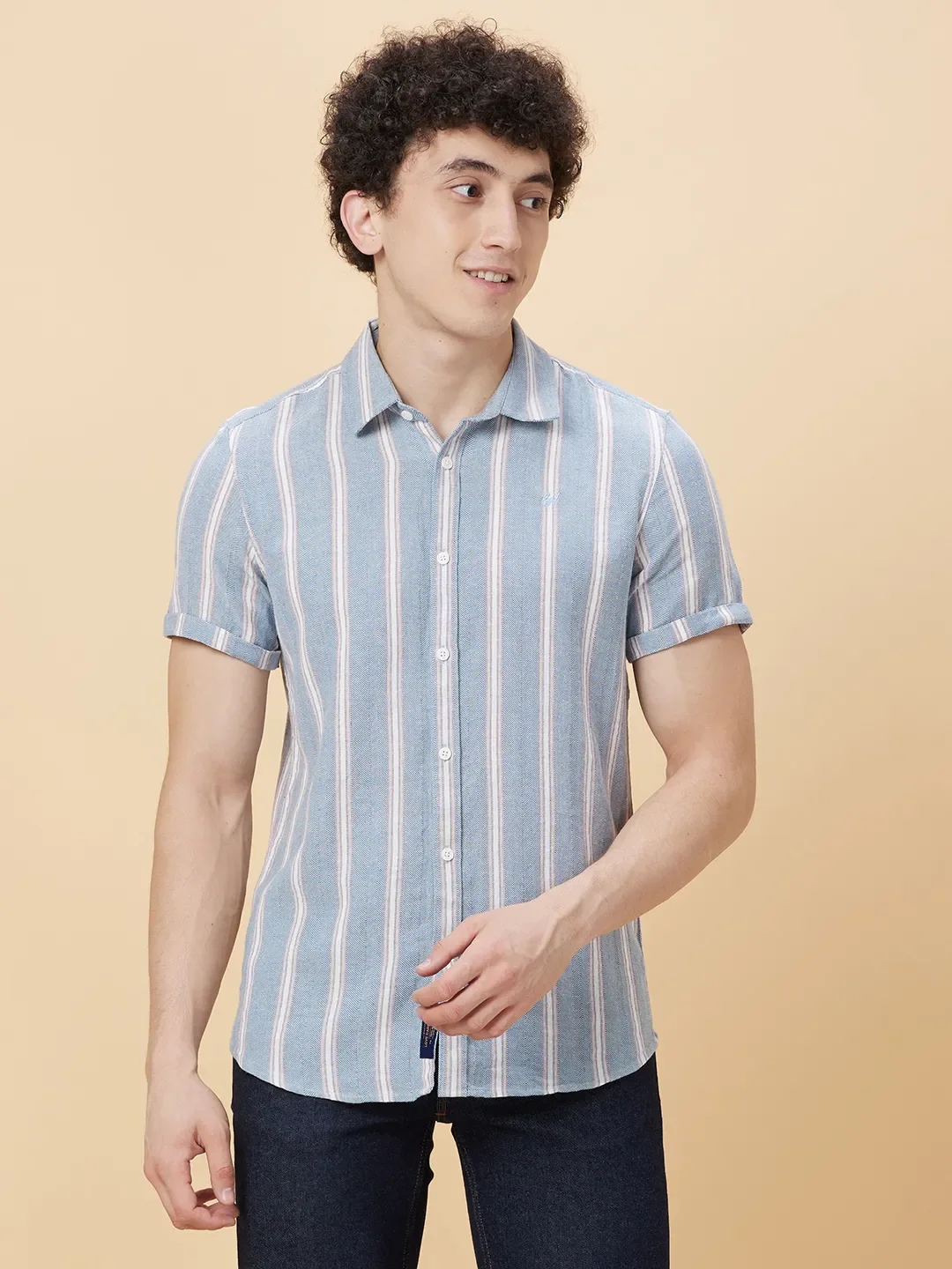 Dark Grey Slim Fit Regular Collar Men's Shirt by Being Human Clothing
