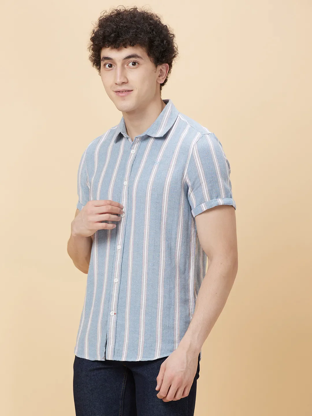 Dark Grey Slim Fit Regular Collar Men's Shirt by Being Human Clothing - Image 3
