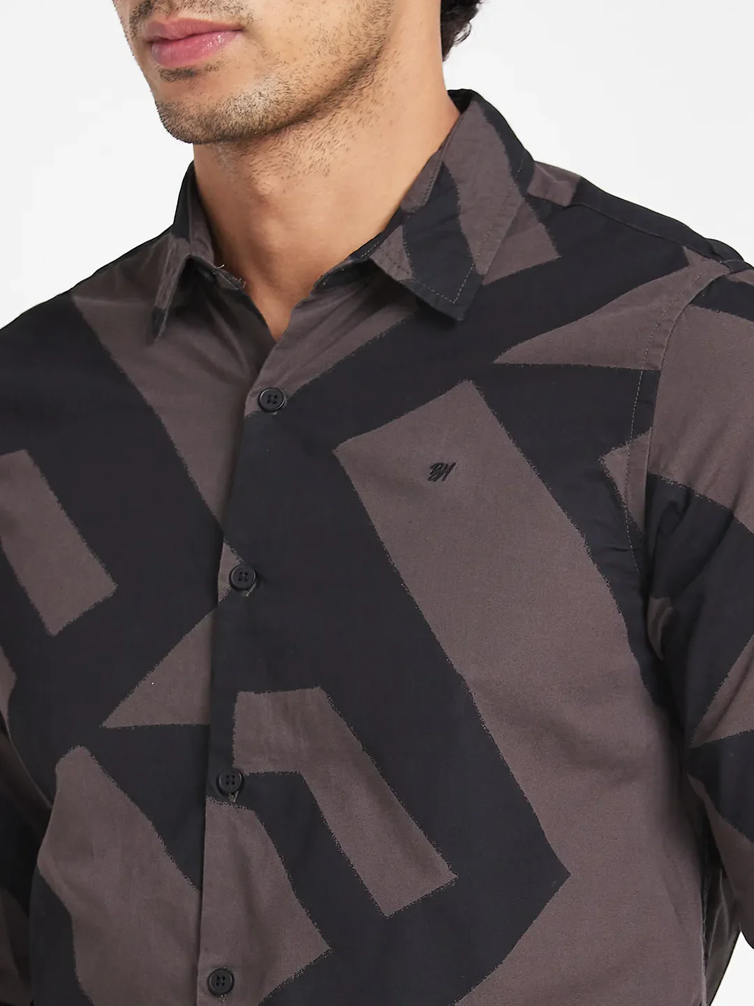 Grey Slim Straight Fit Regular Collar Long Sleeves Men's Shirt by Being Human Clothing - Image 5