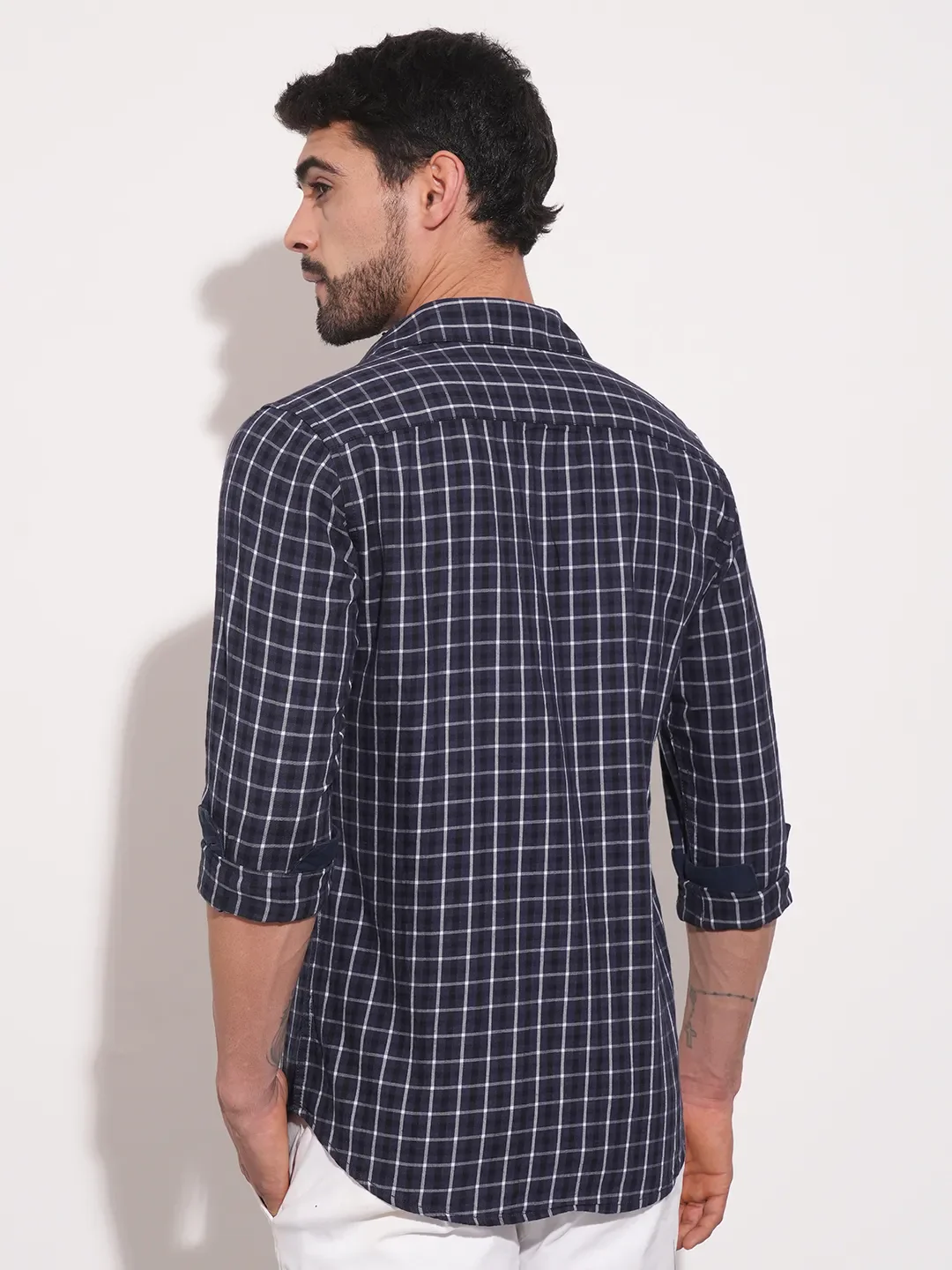 Grey Slim Fit Regular Collar Men's Shirt by Being Human Clothing - Image 3