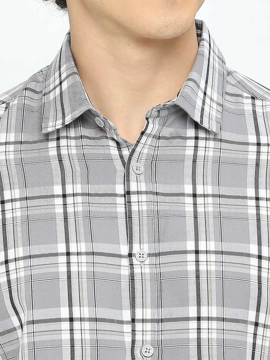 Grey Slim Straight Fit Regular Collar Long Sleeves Men's Shirt by Being Human Clothing - Image 5