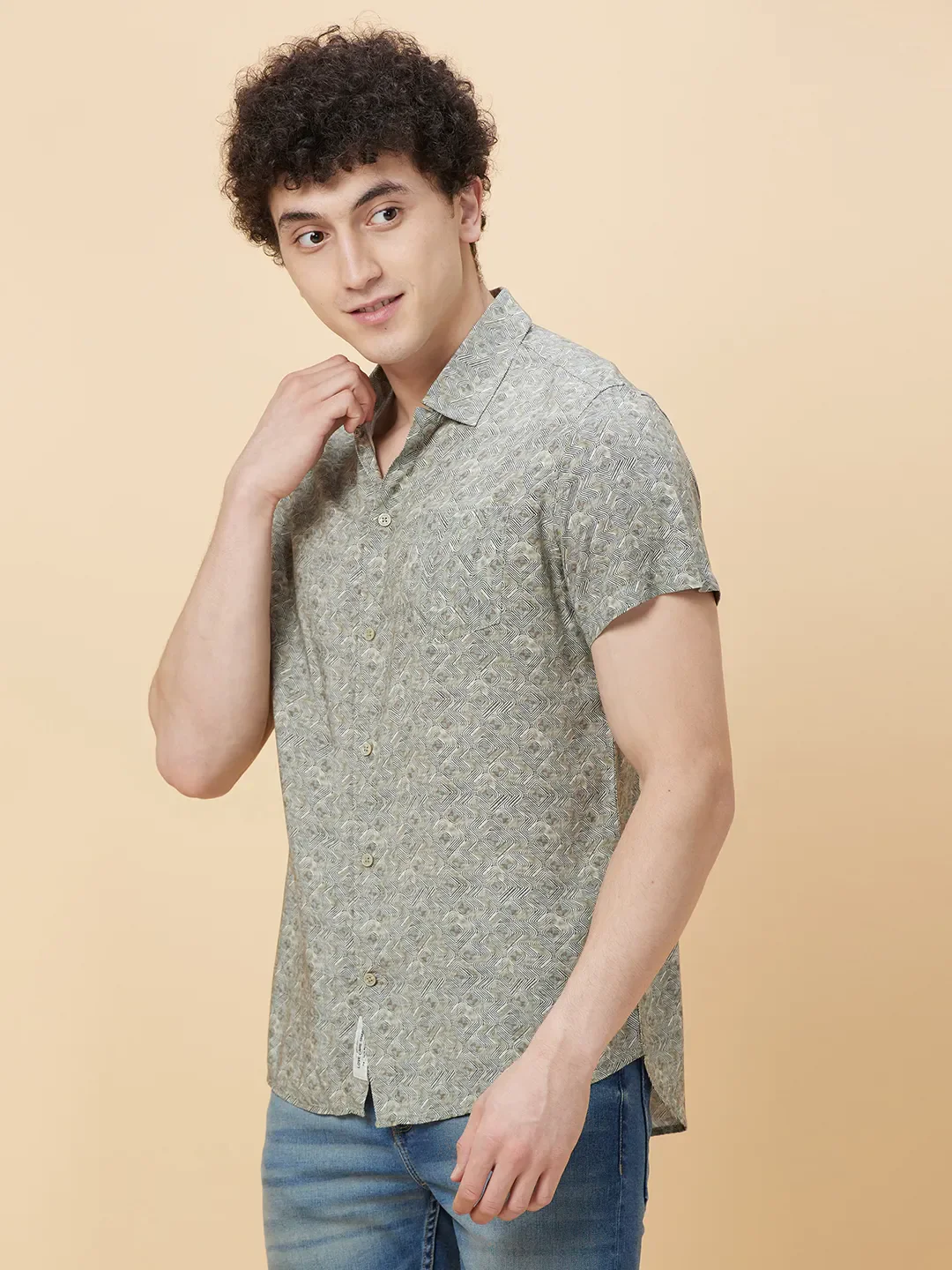 Grey Slim Fit Regular Collar Men's Shirt by Being Human Clothing - Image 3