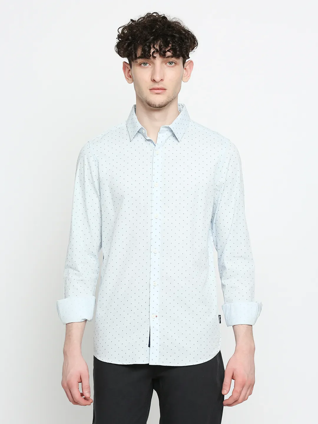 Light Blue Slim Fit Regular Collar Men's Shirt by Being Human Clothing