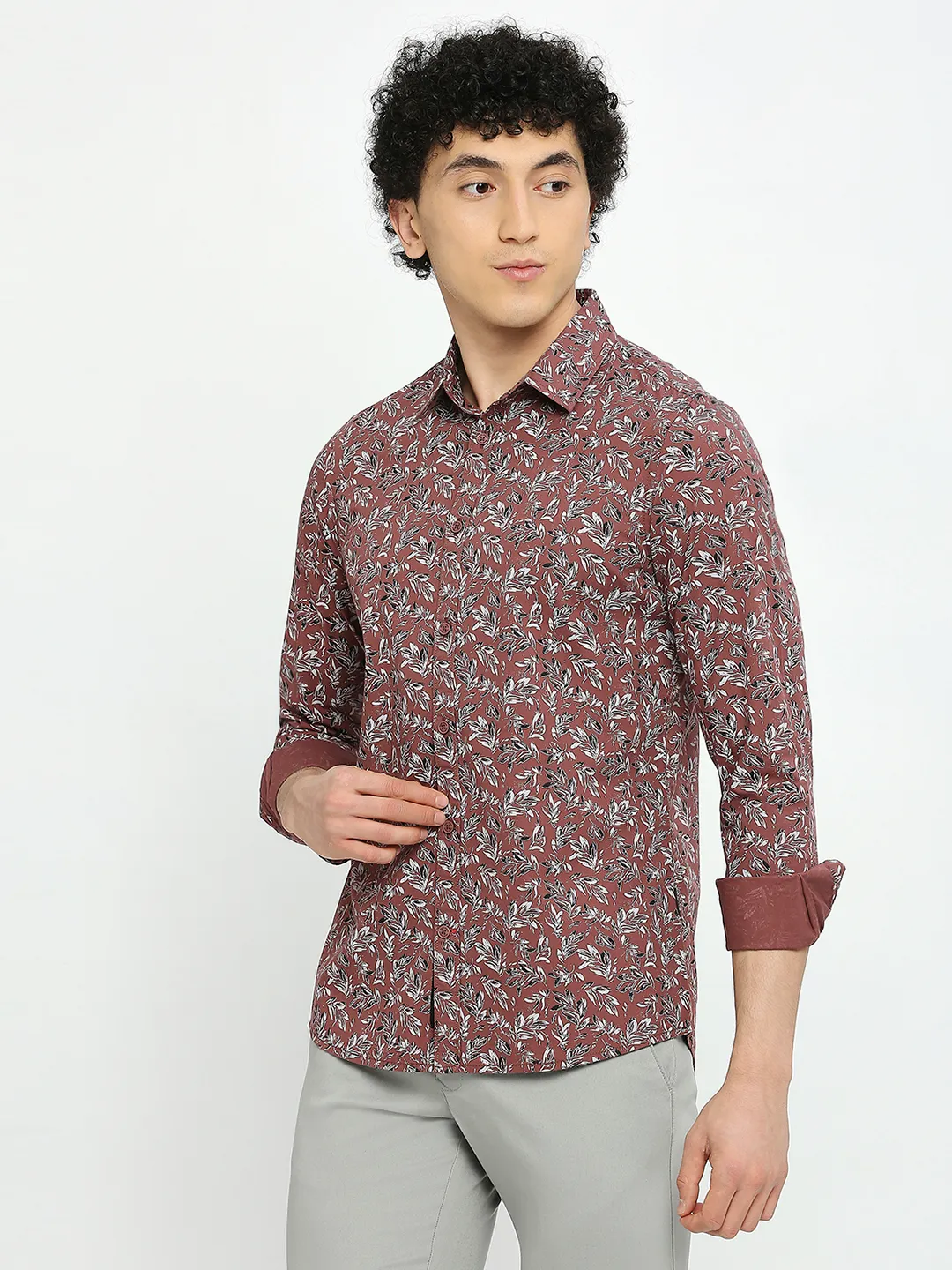 Red Slim Straight Fit Regular Collar Long Sleeves Men's Shirt by Being Human Clothing - Image 2
