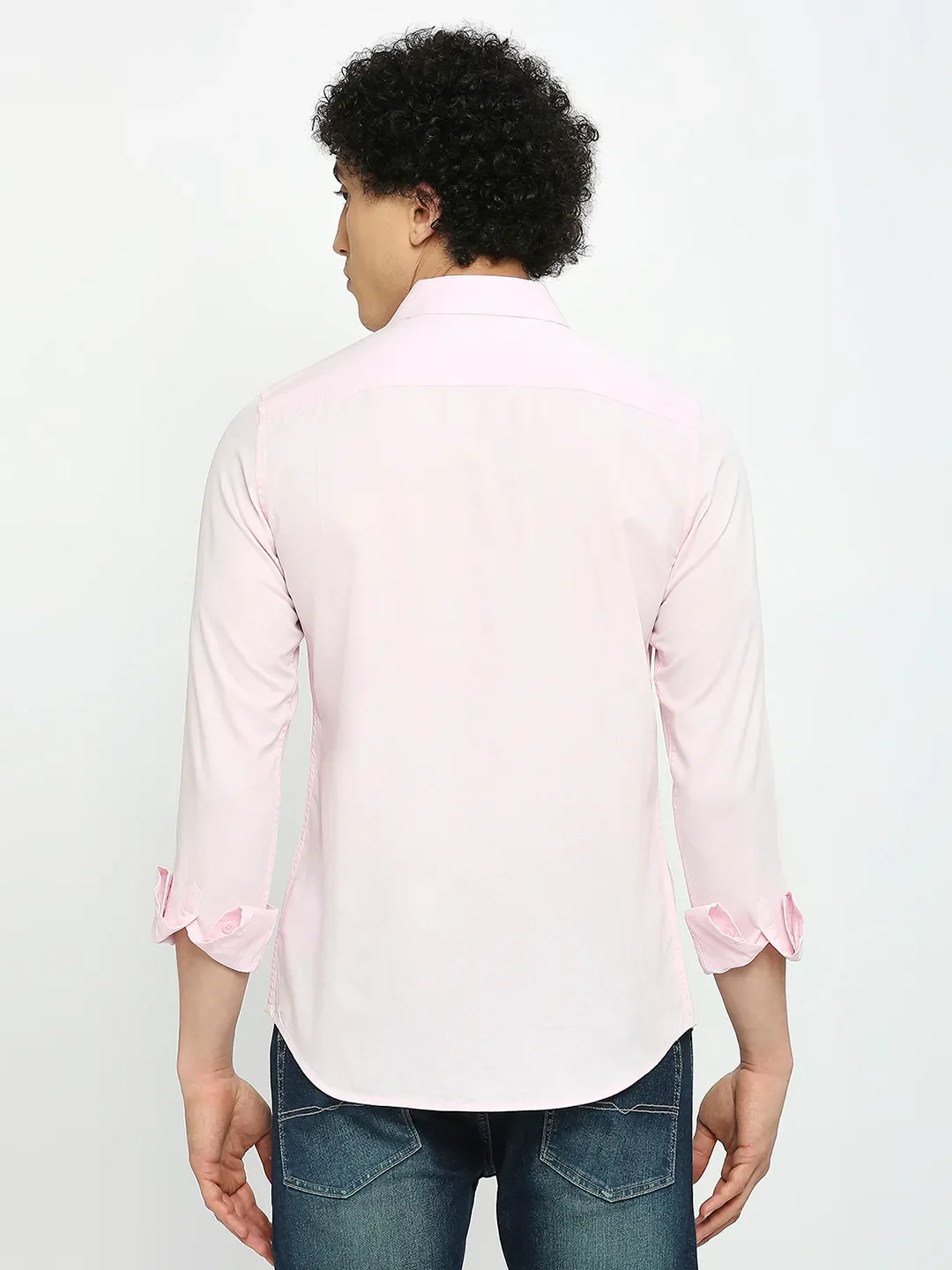 Purple Slim Straight Fit Regular Collar Long Sleeves Men's Shirt by Being Human Clothing - Image 4