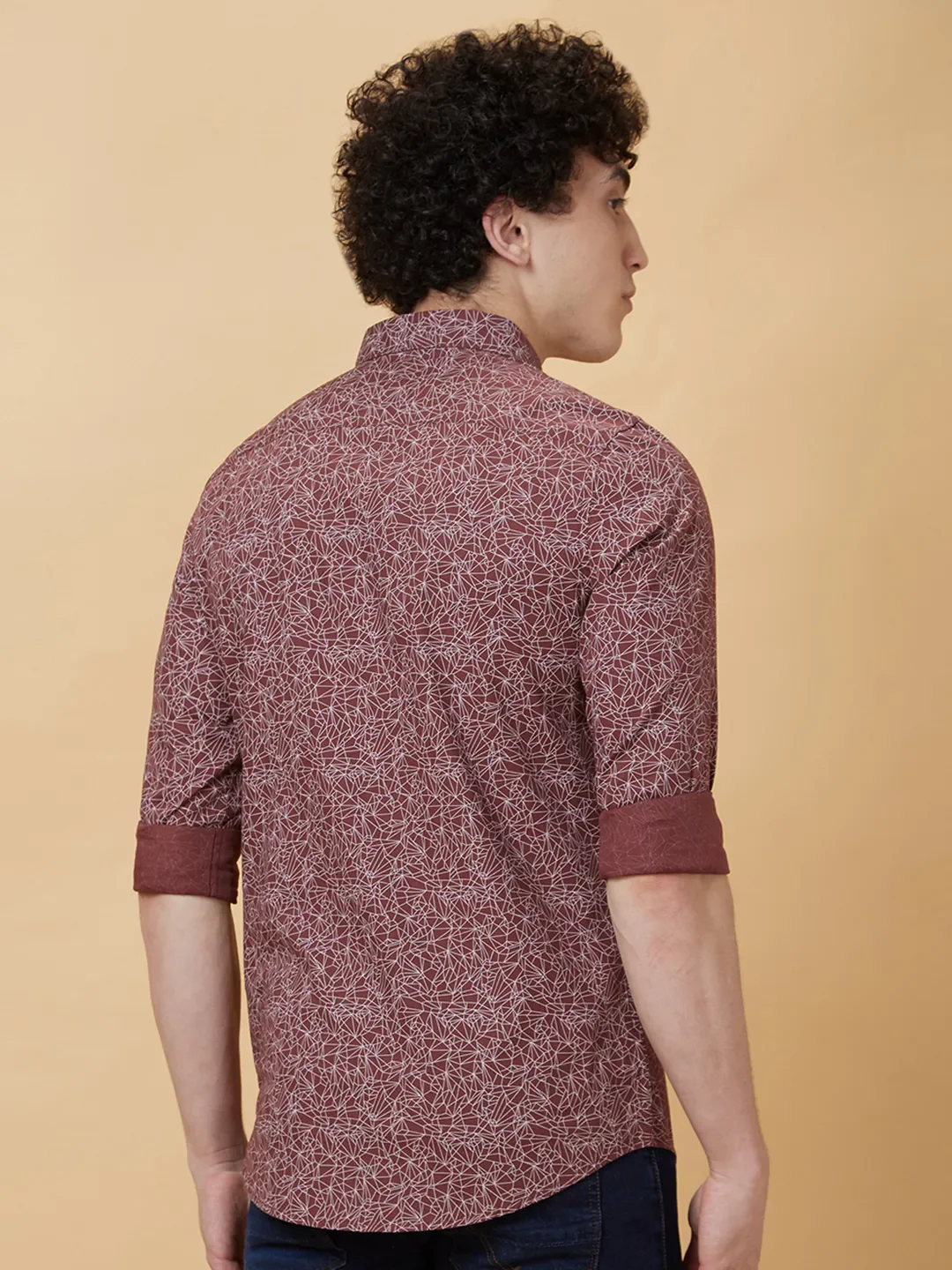 Maroon Slim Fit Regular Collar Men's Shirt by Being Human Clothing - Image 2