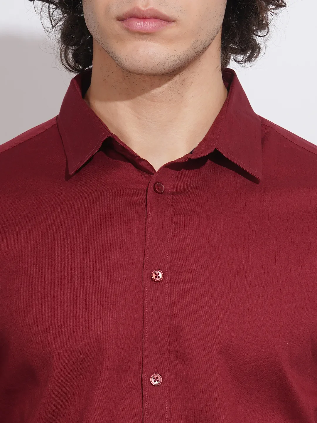 Red Slim Straight Fit Regular Collar Long Sleeves Men's Shirt by Being Human Clothing - Image 5