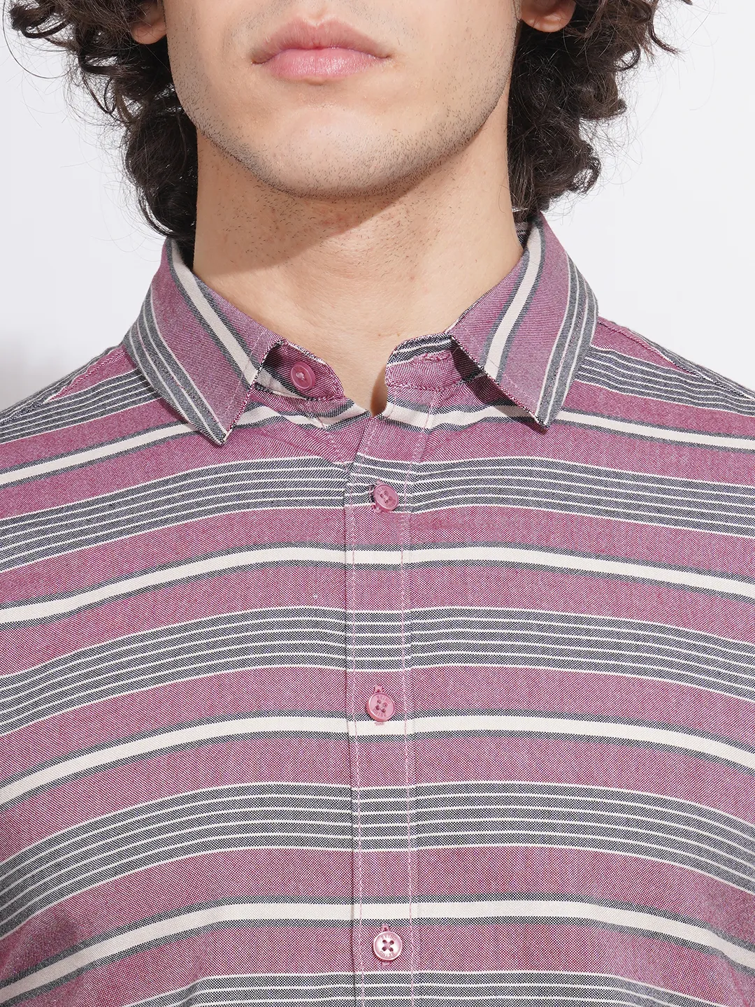 Mauve Slim Fit Regular Collar Men's Shirt by Being Human Clothing - Image 5