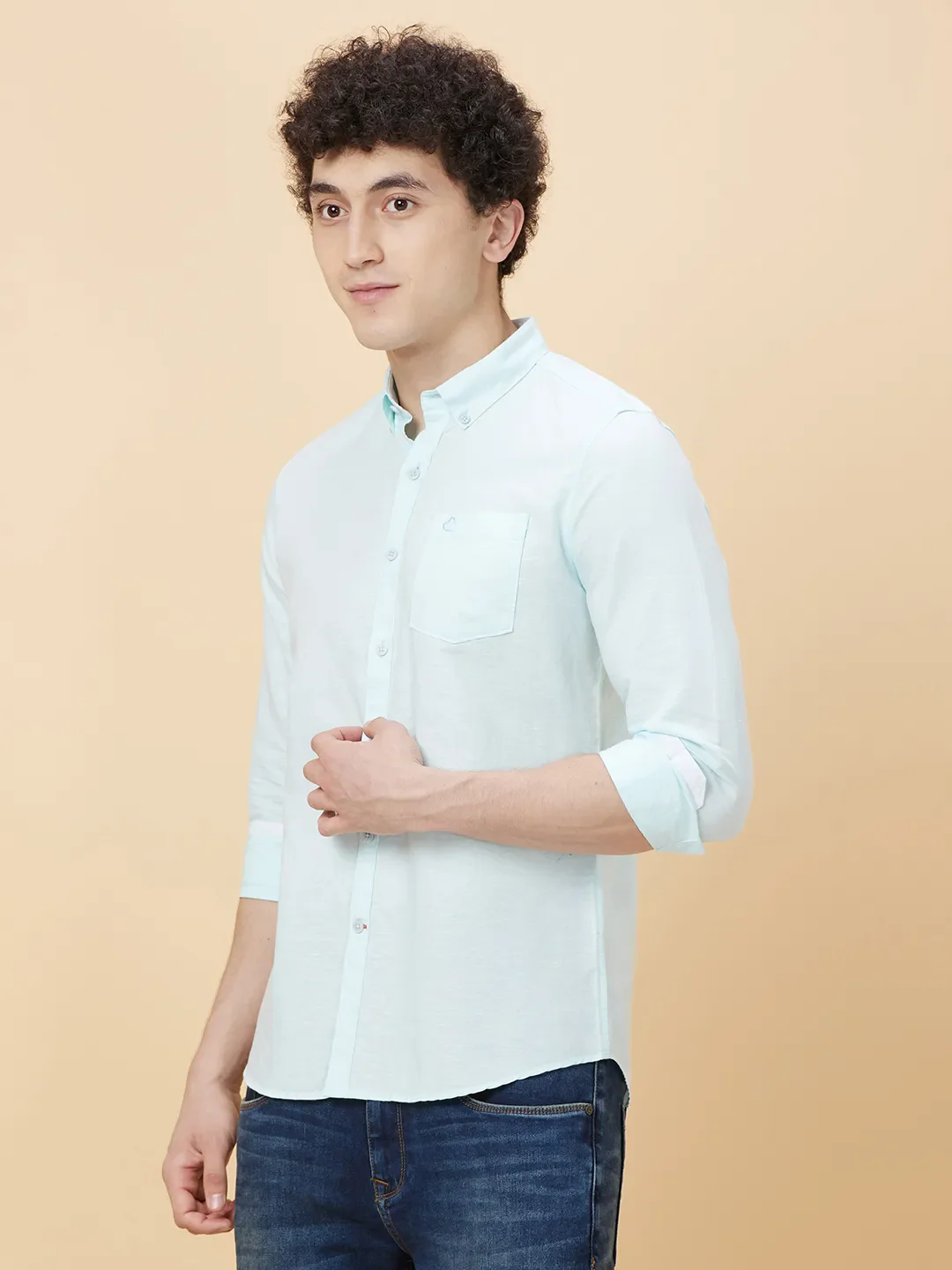 Mint Slim Fit Regular Collar Men's Shirt by Being Human Clothing - Image 3