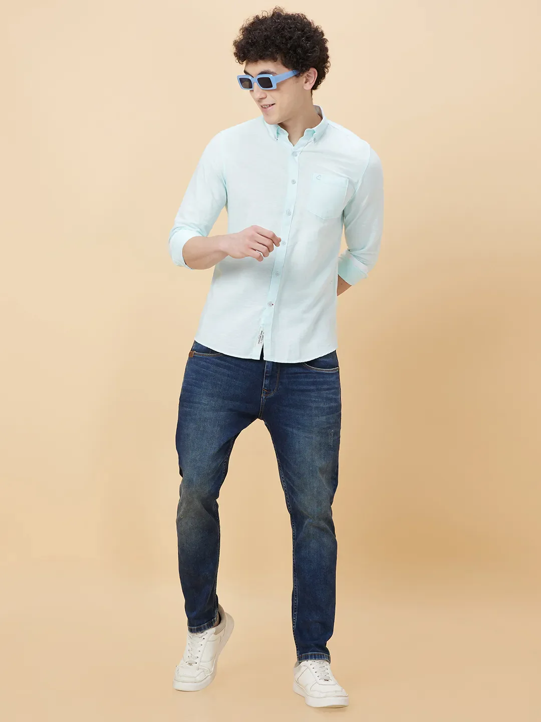 Mint Slim Fit Regular Collar Men's Shirt by Being Human Clothing - Image 6