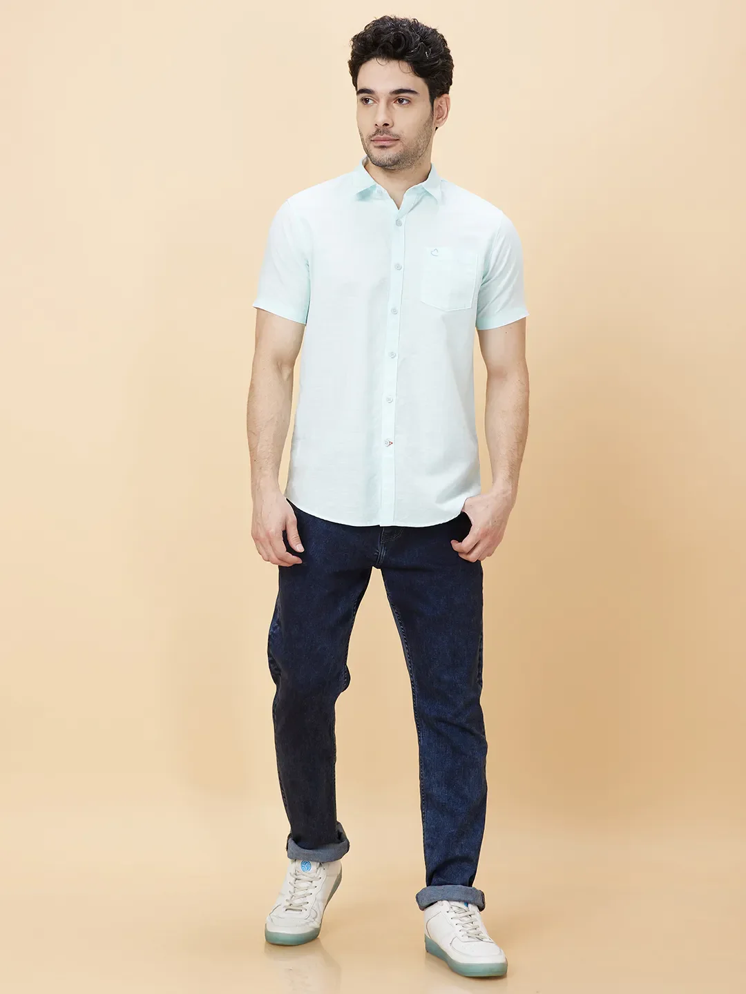 Mint Slim Fit Regular Collar Men's Shirt by Being Human Clothing - Image 2