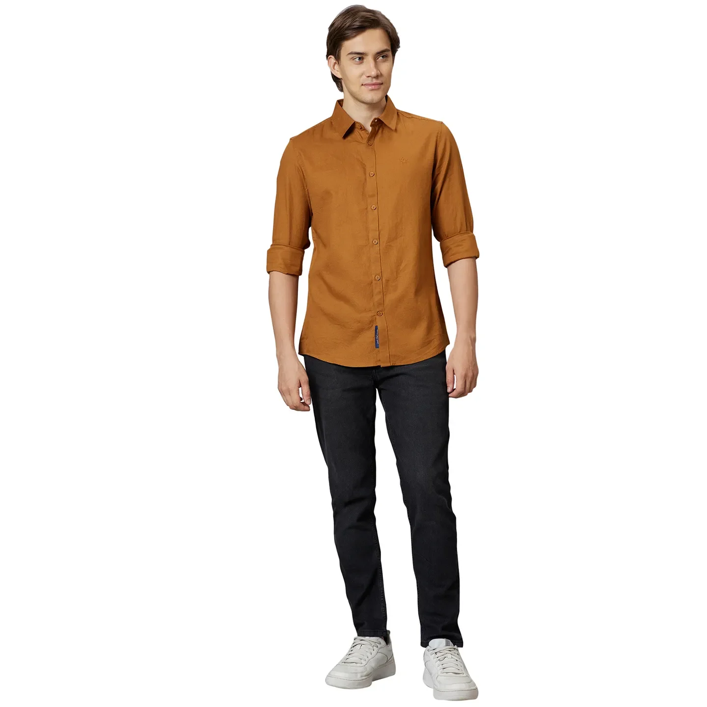 Yellow Slim Straight Fit Regular Collar Long Sleeves Men's Shirt by Being Human Clothing - Image 2
