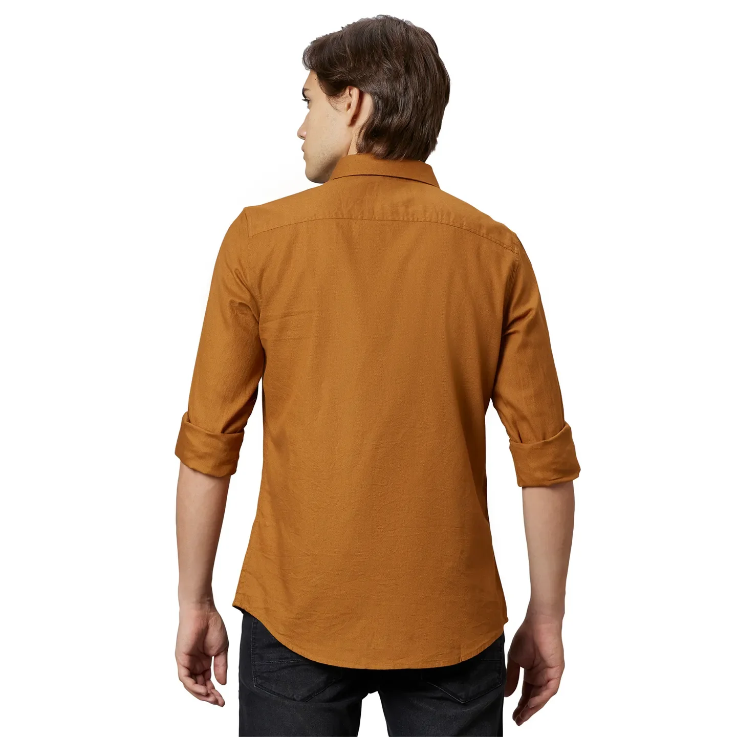 Yellow Slim Straight Fit Regular Collar Long Sleeves Men's Shirt by Being Human Clothing - Image 3