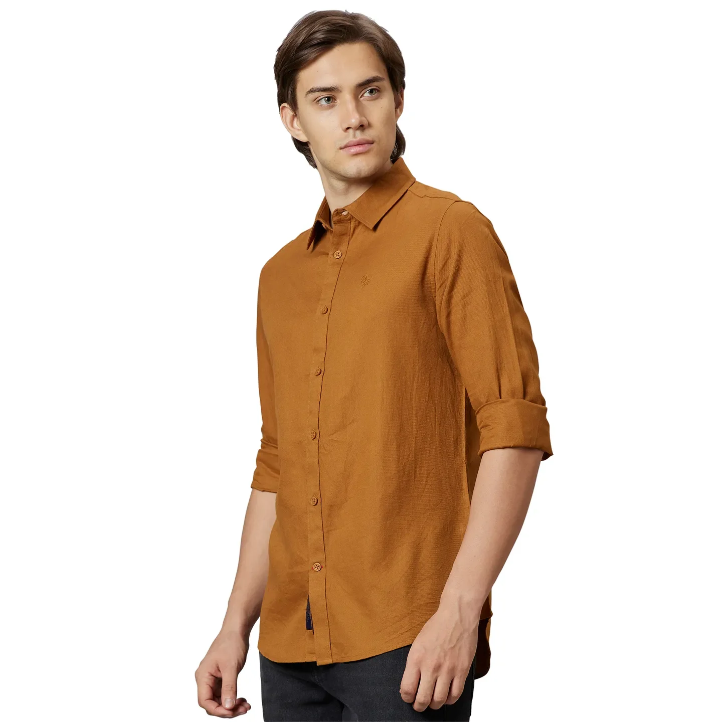 Yellow Slim Straight Fit Regular Collar Long Sleeves Men's Shirt by Being Human Clothing - Image 4