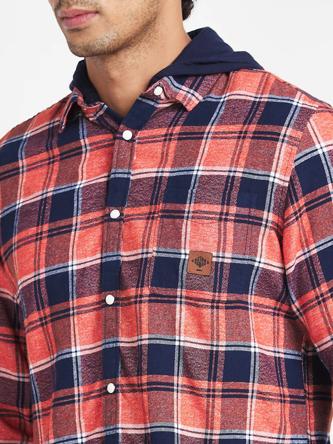 Navy Slim Fit Regular Collar Men's Shirt by Being Human Clothing - Image 5