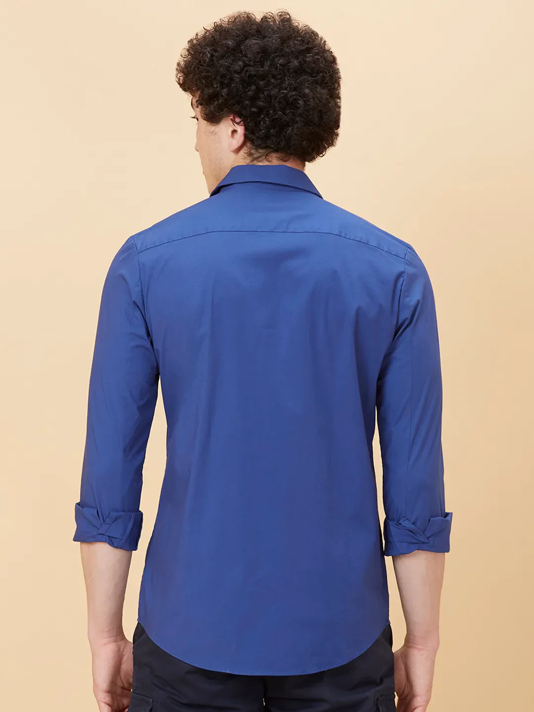 Navy Slim Fit Regular Collar Men's Shirt by Being Human Clothing - Image 3
