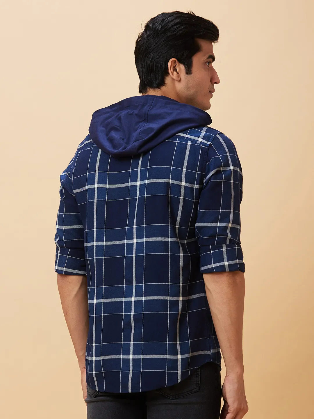 Blue Slim Straight Fit Regular Collar Long Sleeves Men's Shirt by Being Human Clothing - Image 2