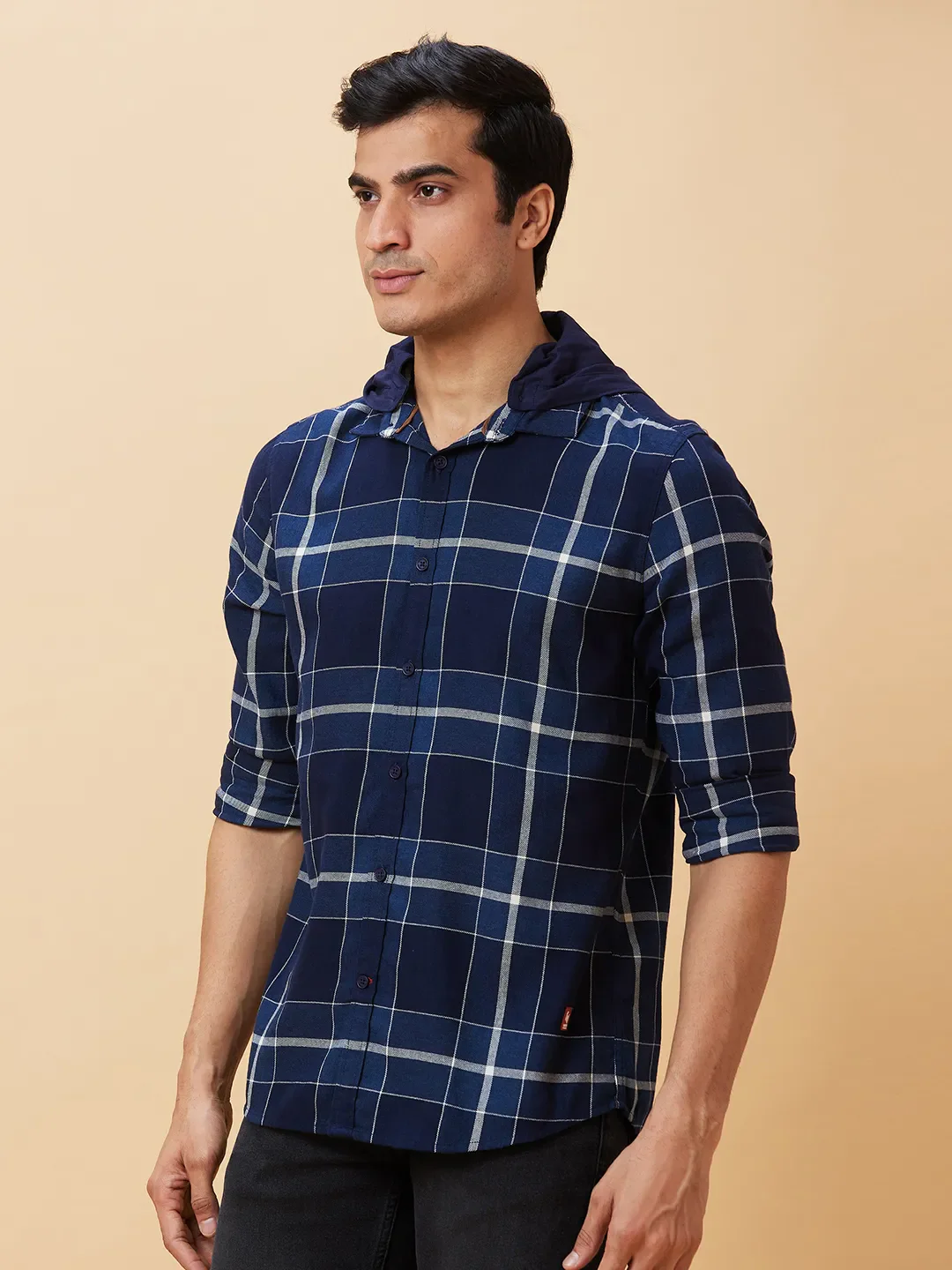 Blue Slim Straight Fit Regular Collar Long Sleeves Men's Shirt by Being Human Clothing - Image 3