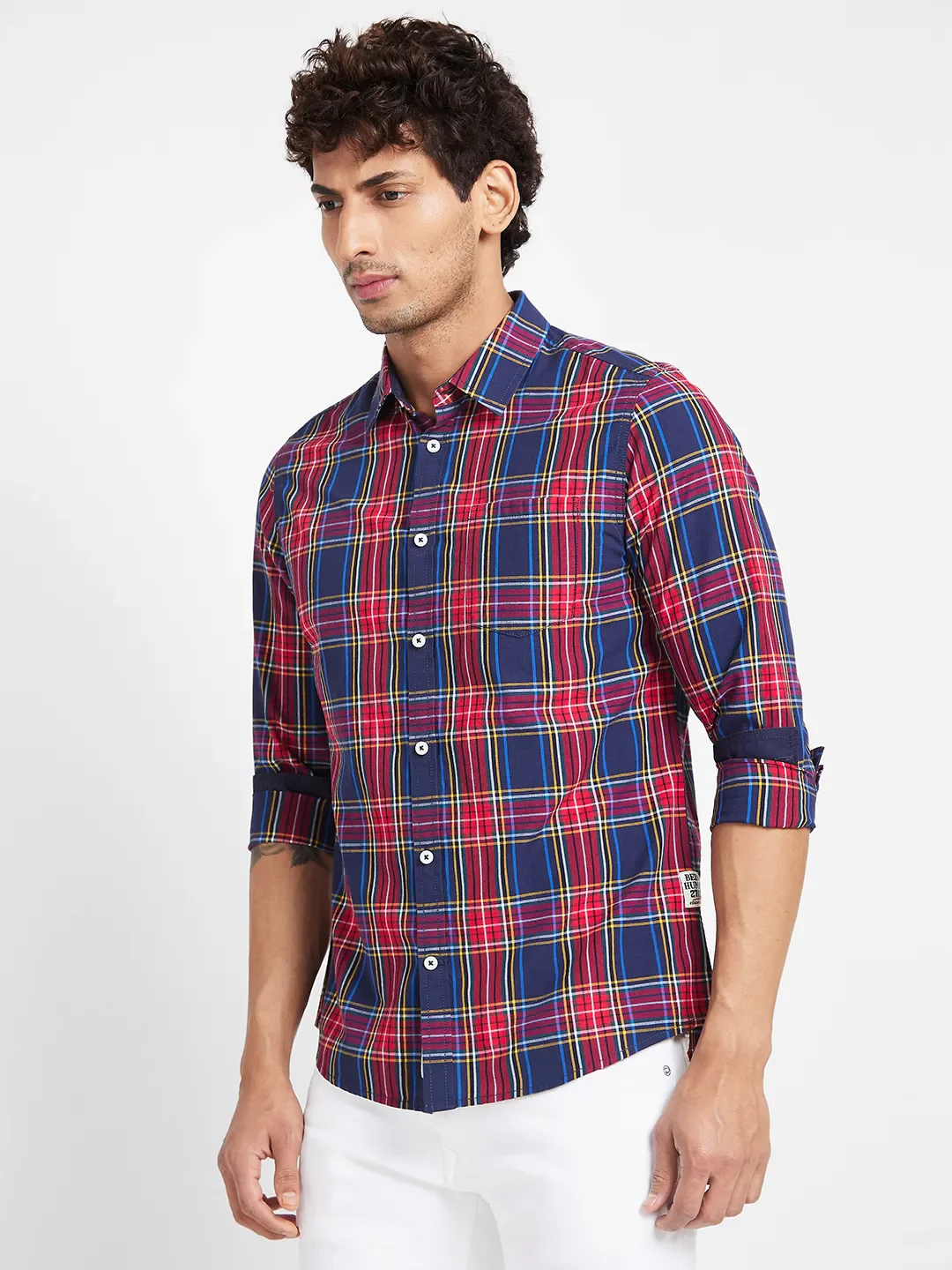 Navy Slim Fit Regular Collar Men's Shirt by Being Human Clothing - Image 2